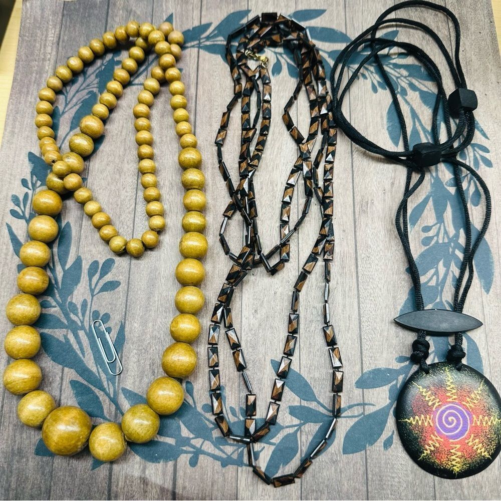 Wood Boho Necklace Bundle‎ B4